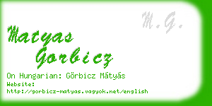 matyas gorbicz business card